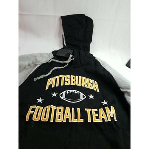 Pittsburgh Football Hoodie Black Yellow Gray Size Medium Front Pocket